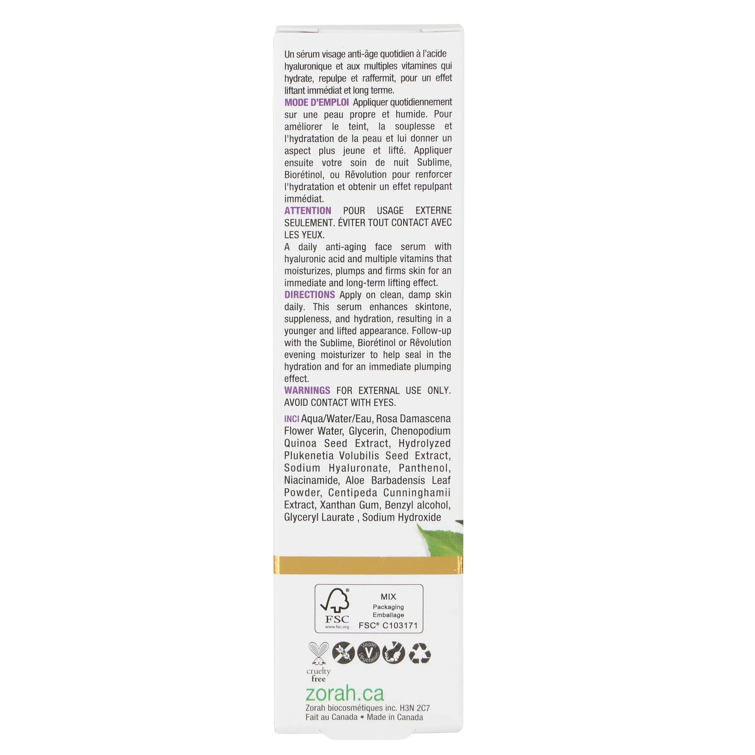 Daily hyaluronic acid serum - Zorah biocosmétiques