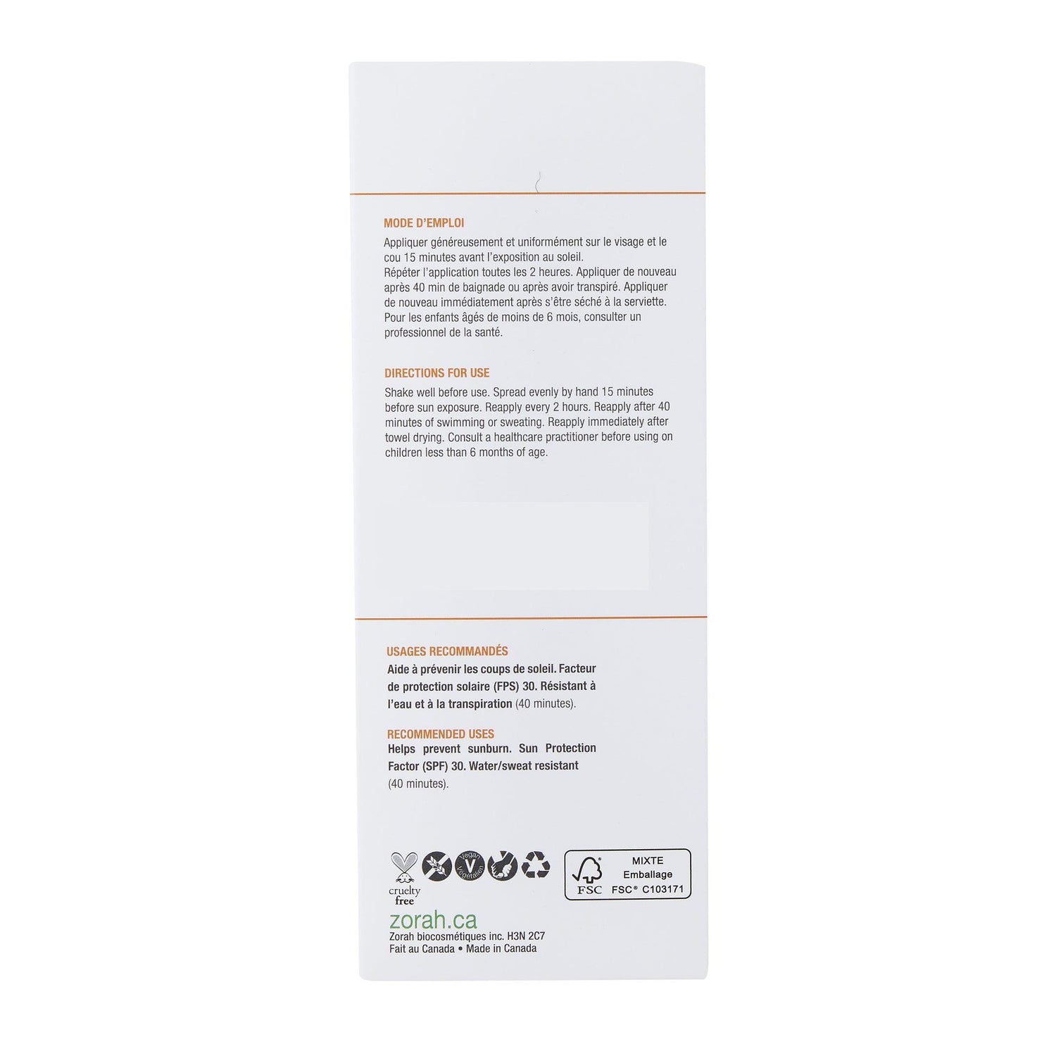 tinted face sunscreen | SPF 30 - Zorah biocosmétiques